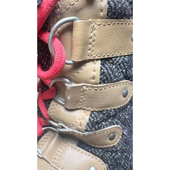 Sorel Tofino Herringbone Winter Boot  Faux Fur Black Tan Red 6.5 - Picture 11 of 13